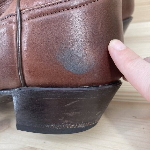 Tony Lama VTG Cowboy Boots Womens Size 7 Brown Leather Western Rodeo Pointed Toe - Picture 13 of 16